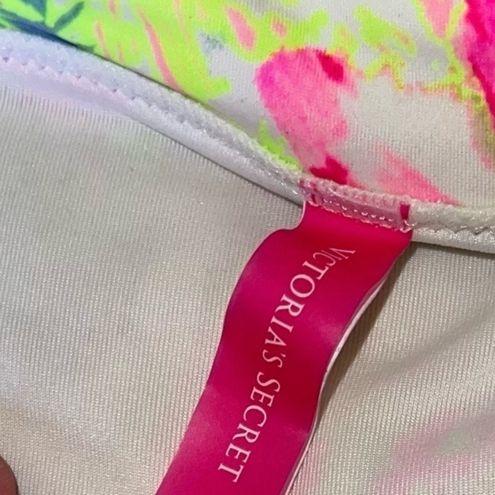 Bright Yellow and Pink Victorias Secret Medium Swimsuit Bottoms - Picture 3 of 6